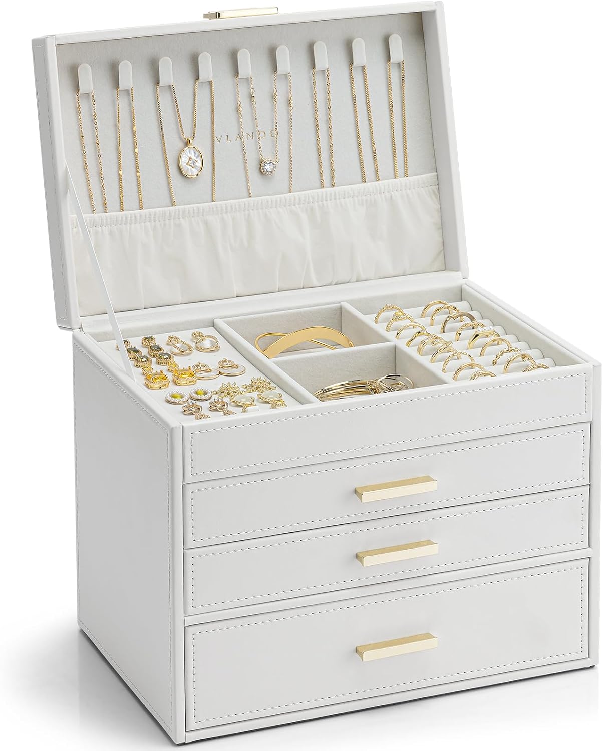 Vlando 4 Layer Large Jewelry Box - Stylish Organizer for Gifts