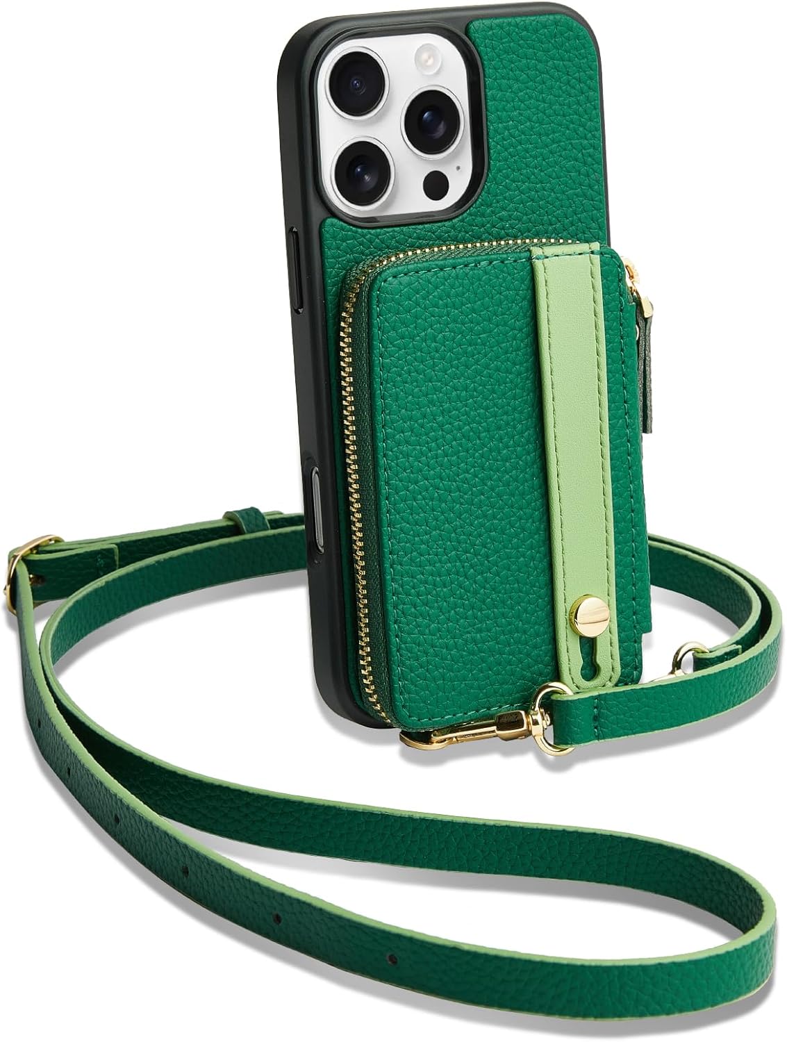 LAMEEKU iPhone 16 Pro Wallet Case with Card Holder and Strap