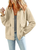 Dokotoo Jackets for Women Long Sleeve Collared Jacquard Shacket