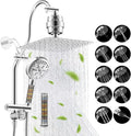 Hibbent Dual Filter All Metal 10in Rainfall Showerhead Combo - High