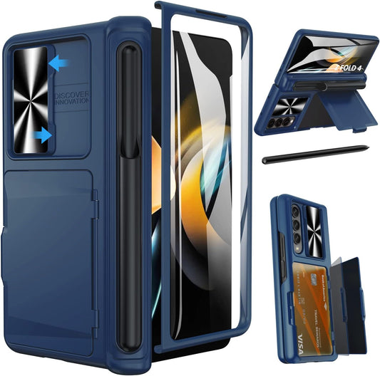 Galaxy Z Fold 4 Case with Card Holder & S Pen Slot Protection