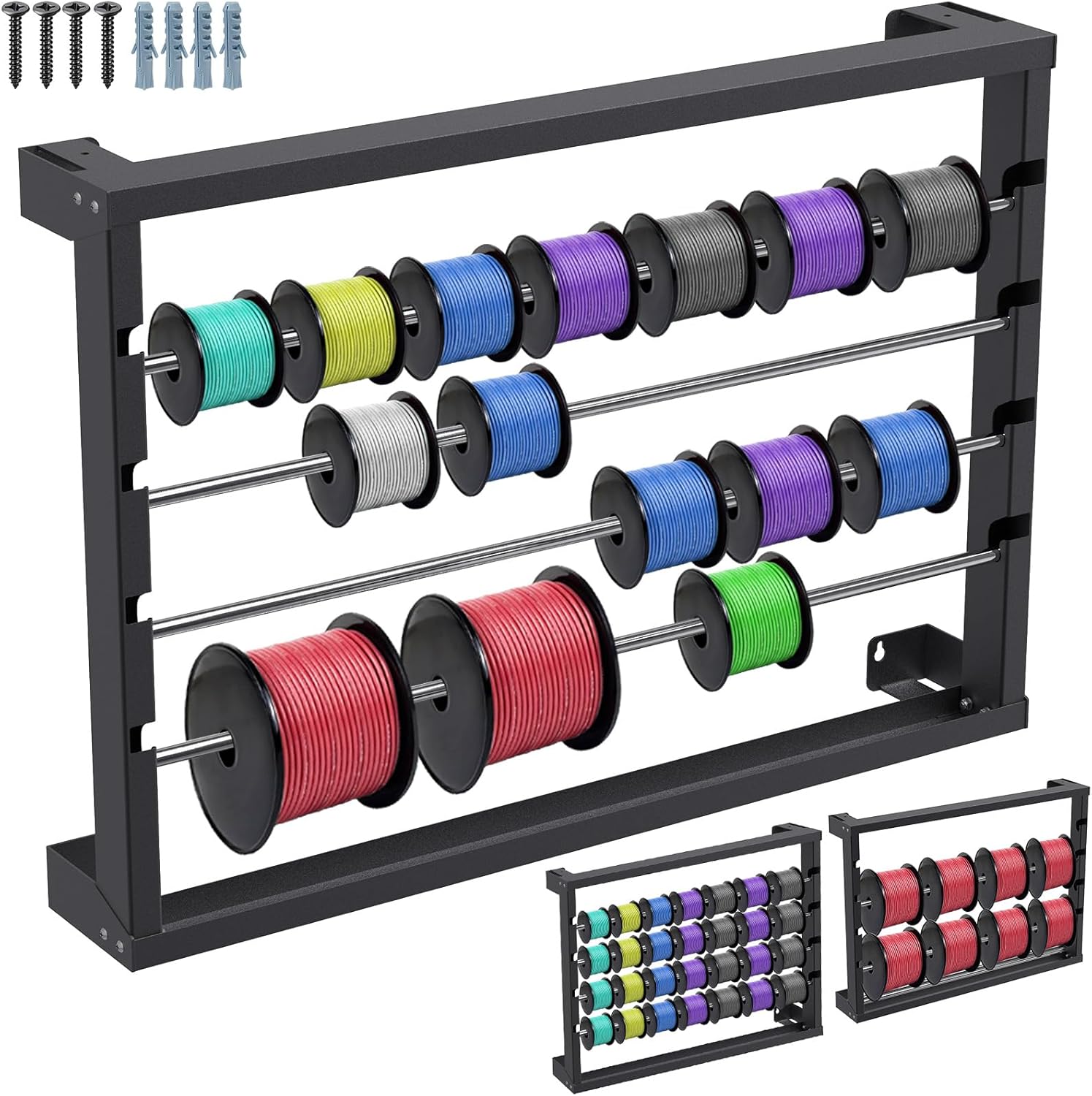 SELEWARE Heavy Duty Wall-Mounted Wire Spool Rack for Storage