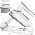 Cordless Electric Hand Mixer White - 12 Speeds with 6 Stainless