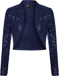 KANCY KOLE Women's Long Sleeve Sequin Bolero Shrug for Elegant Style