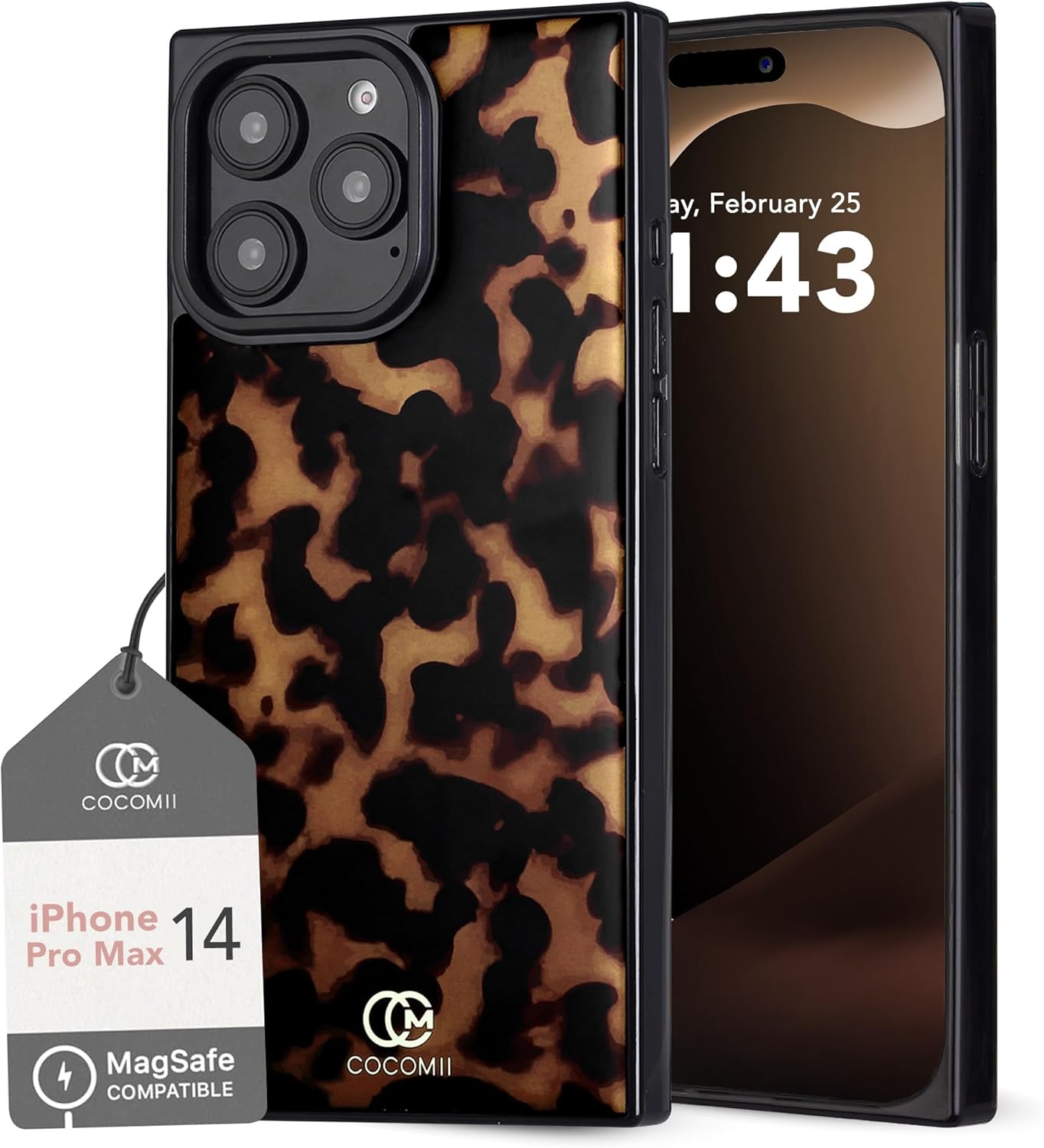 Cocomii Rectangle Case for iPhone 14 Pro Max - Tortoiseshell Style