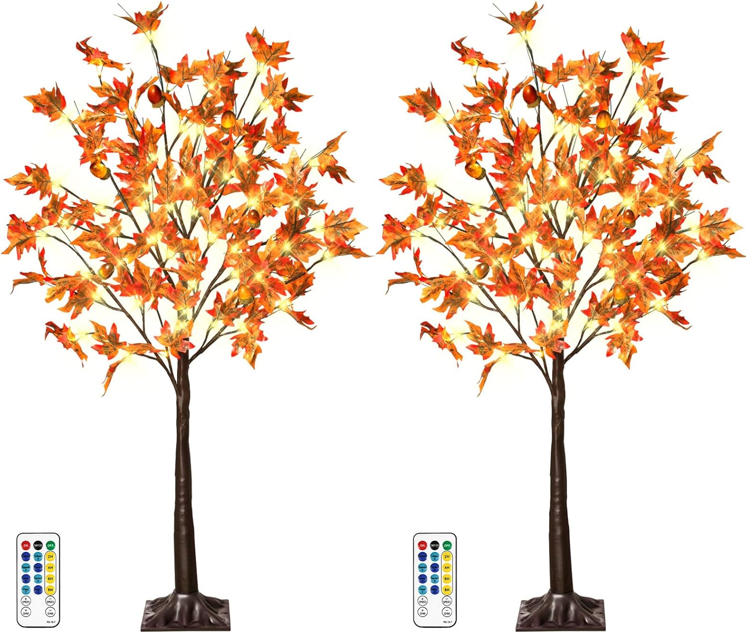 4FT Lighted Maple Tree - Fall Decor with Remote & 60 LEDs