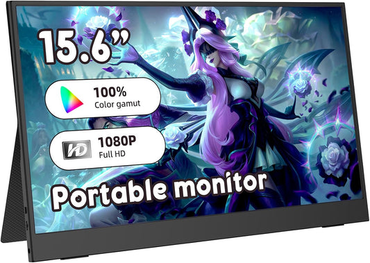 Portable Monitor 15.6 FHD 1080P Ultra-Slim for Gaming and Work