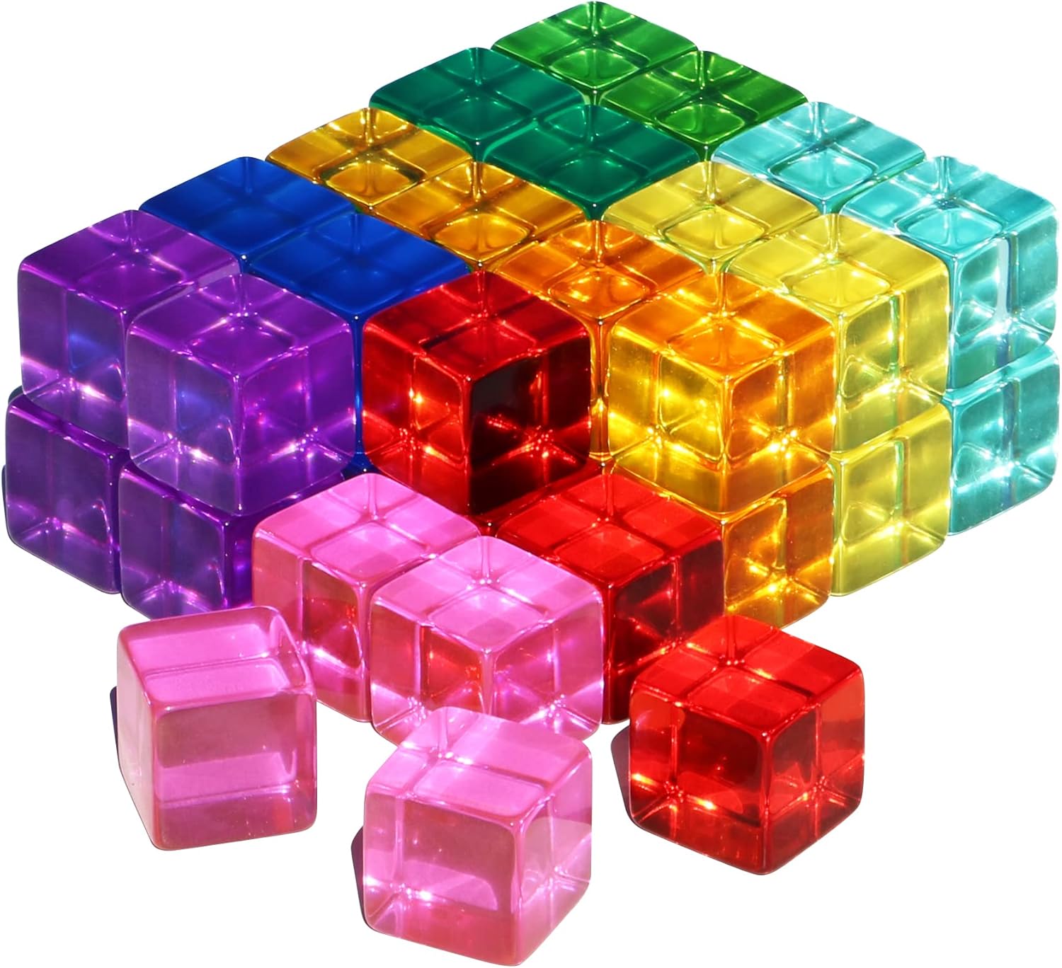 Candywood Rainbow Acrylic Gem Cubes for Educational Play