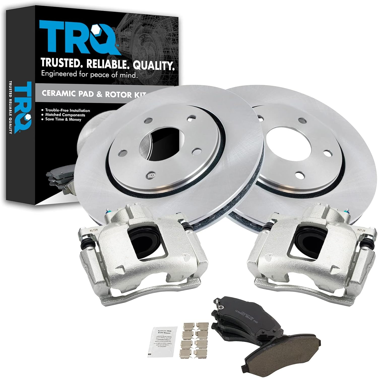 TRQ Front Brake Pad & Rotor Kit for Chrysler & Dodge Vehicles