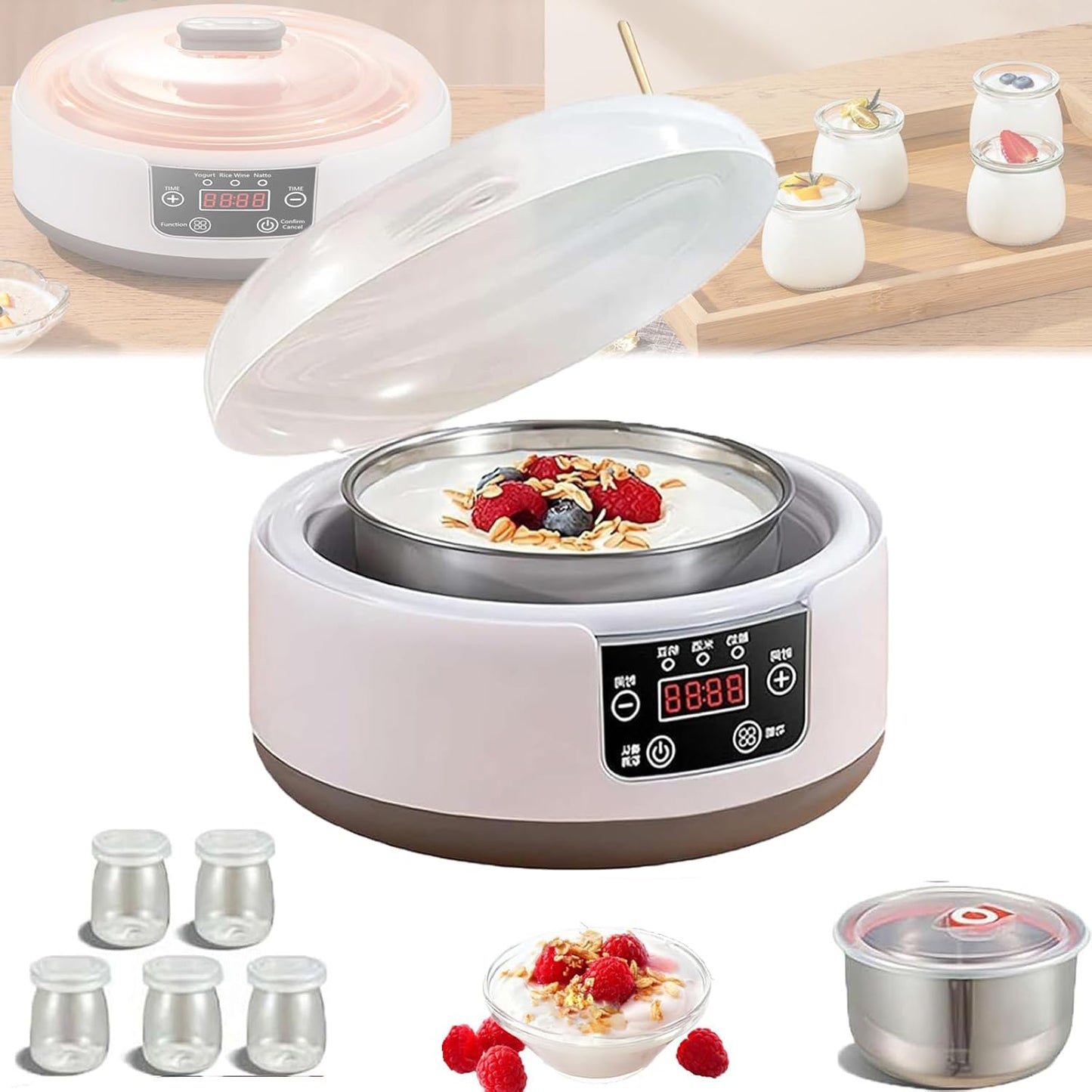 Automatic Probiotic Yogurt Maker with 5 Glass Jars