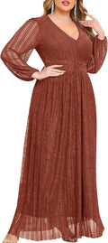 Plus Size Maxi Sparkly V-Neck Formal Dress - Elegant A-line Gown