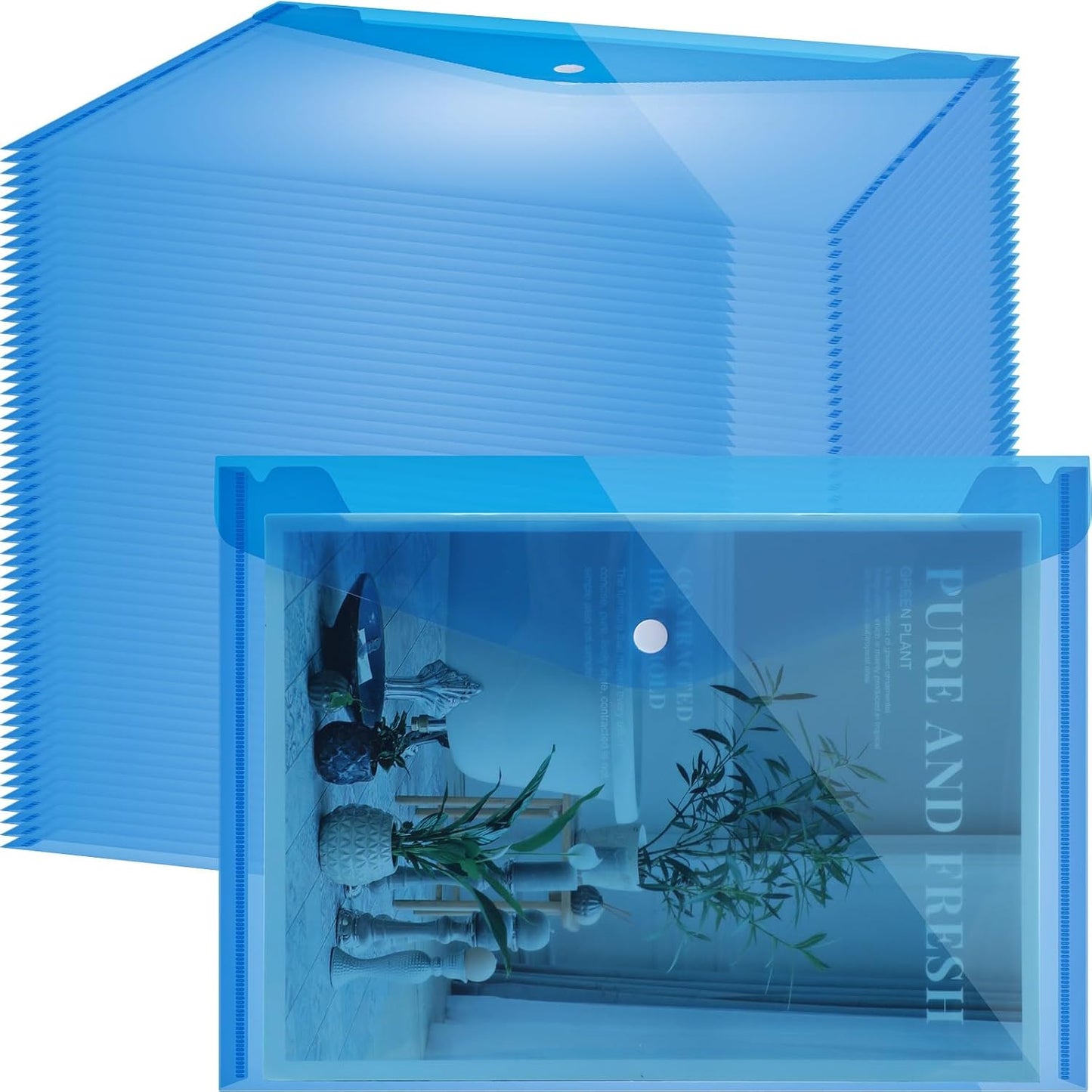 Zhehao 100 Pcs Clear Envelopes with Snap Button Closure for A4