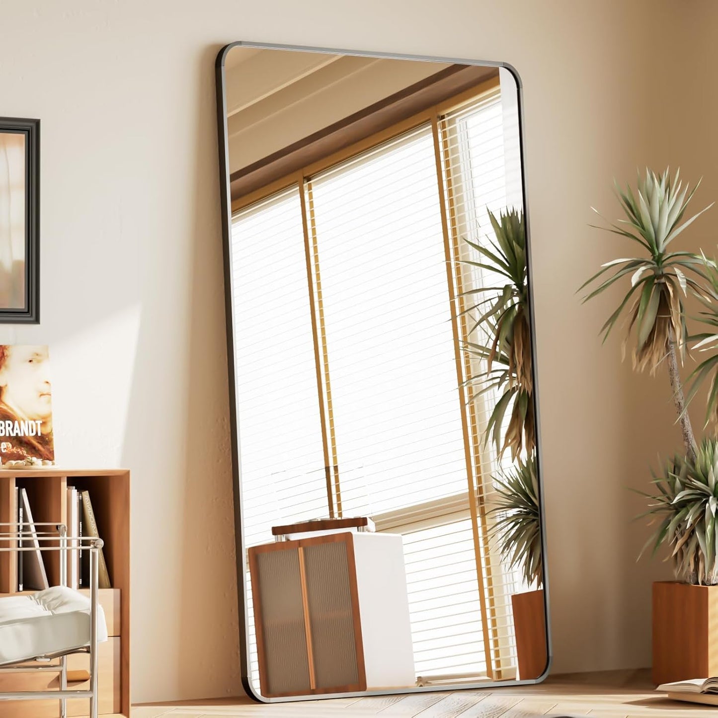 BEAUTYPEAK Black Full Length Mirror for Bedroom and Dressing Room