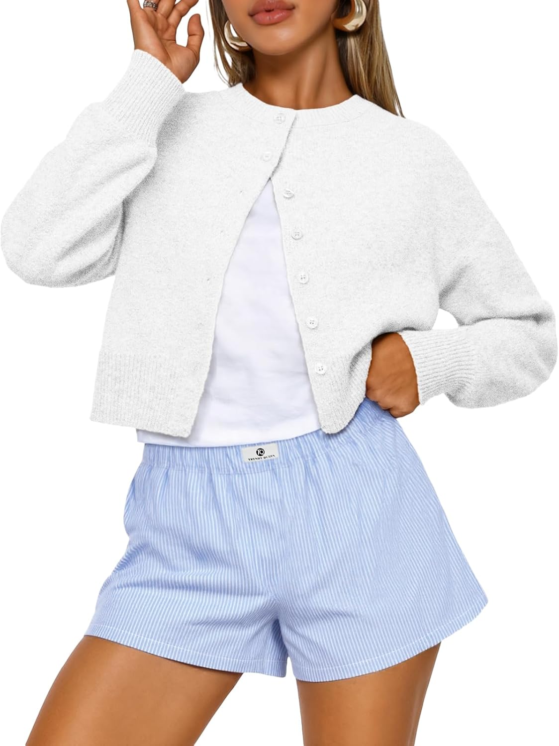 Trendy Queen Cropped Cardigan Sweaters for Women Fashion 2025