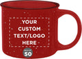 Custom Ceramic Campfire Coffee Mugs 13 oz Red - Bulk Pack of 50
