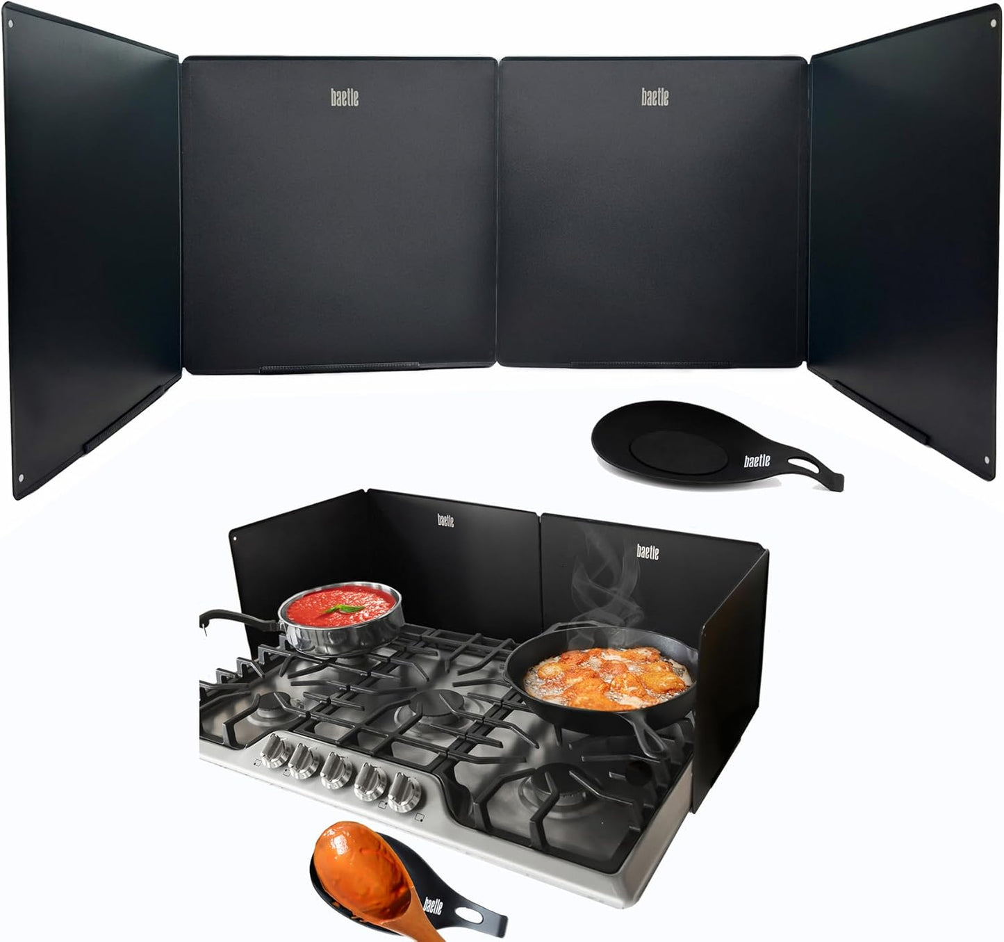 Large 4-Sided Grease Splatter Guard for Stove Top - Heavy-Duty