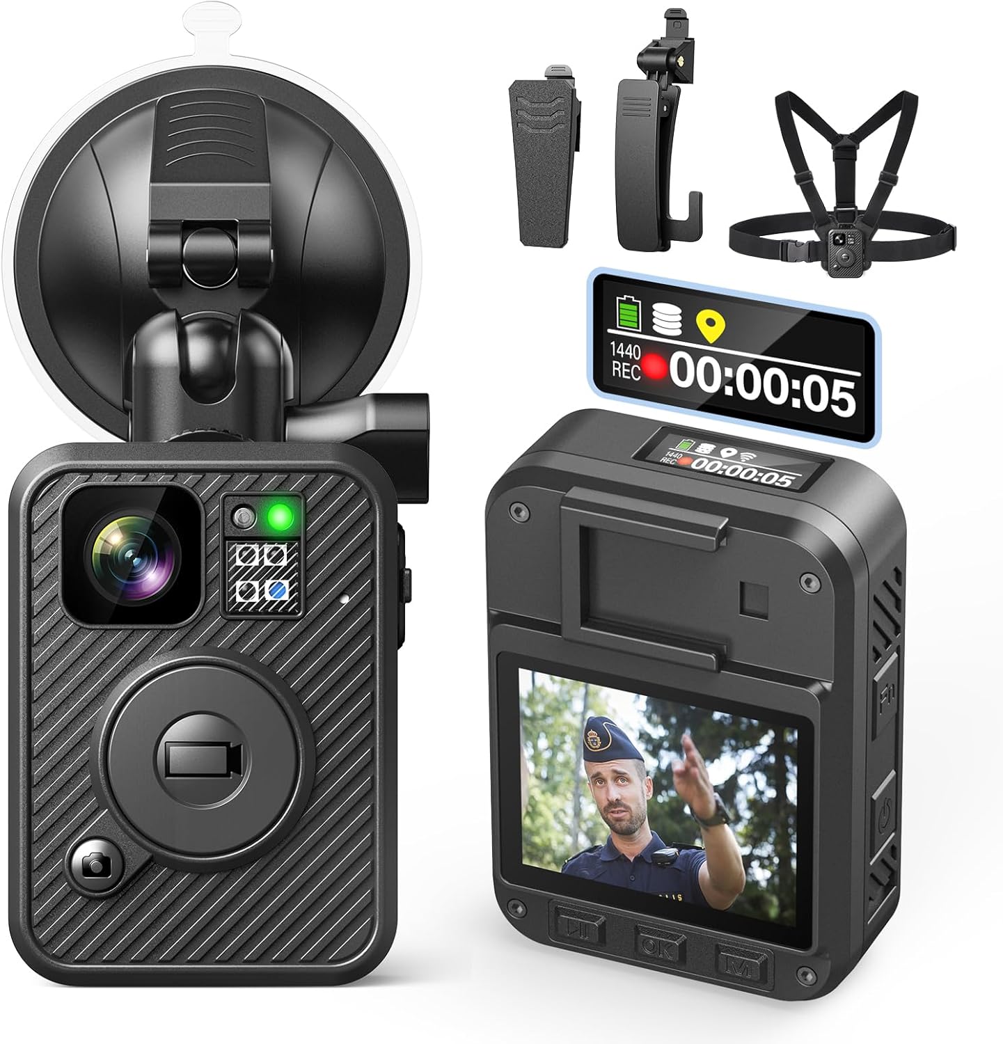 BOBLOV F2 Body Camera with Dual-Screen for Security Recording