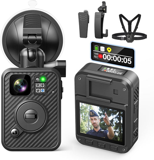 BOBLOV F2 Body Camera with Dual-Screen for Security Recording