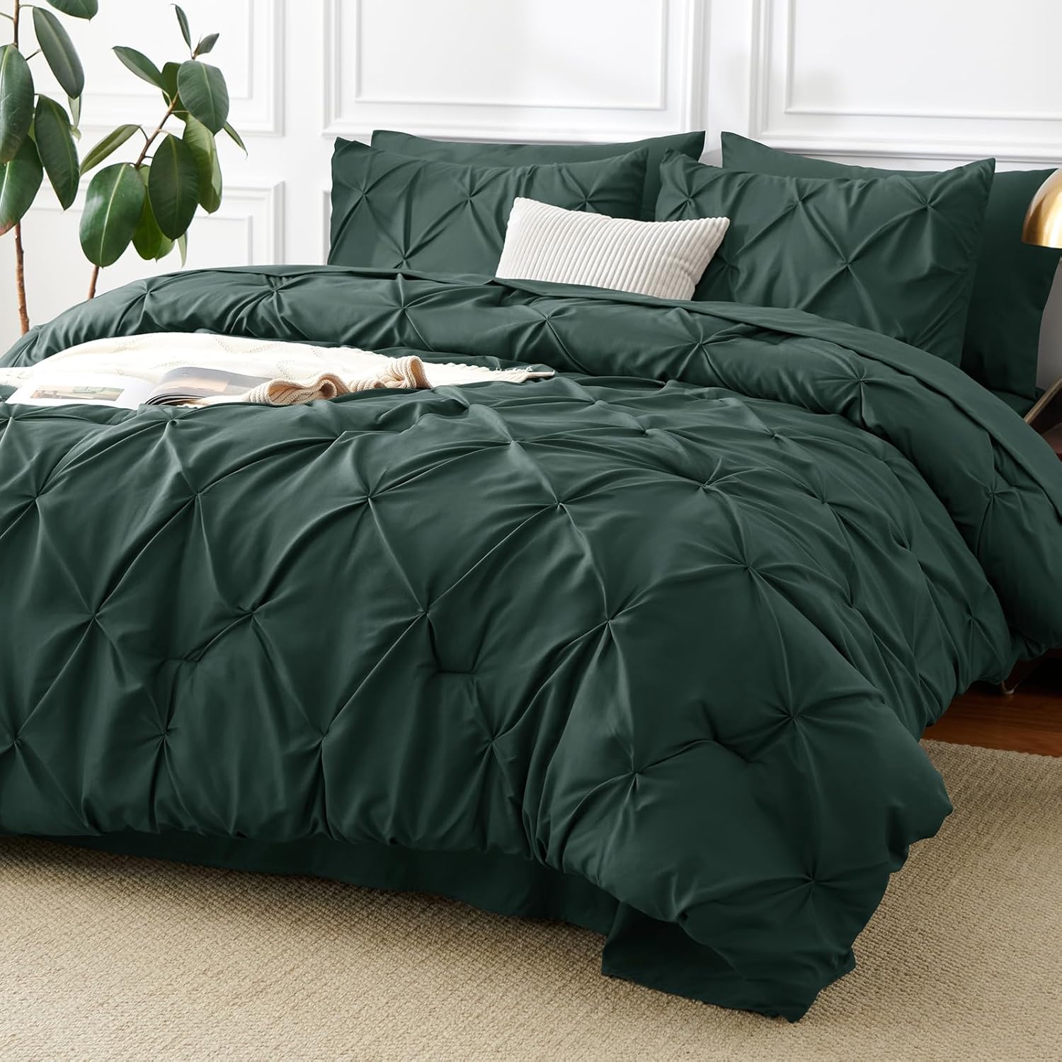 CozyLux Full Size Comforter Sets Forest Green, 7 Pieces