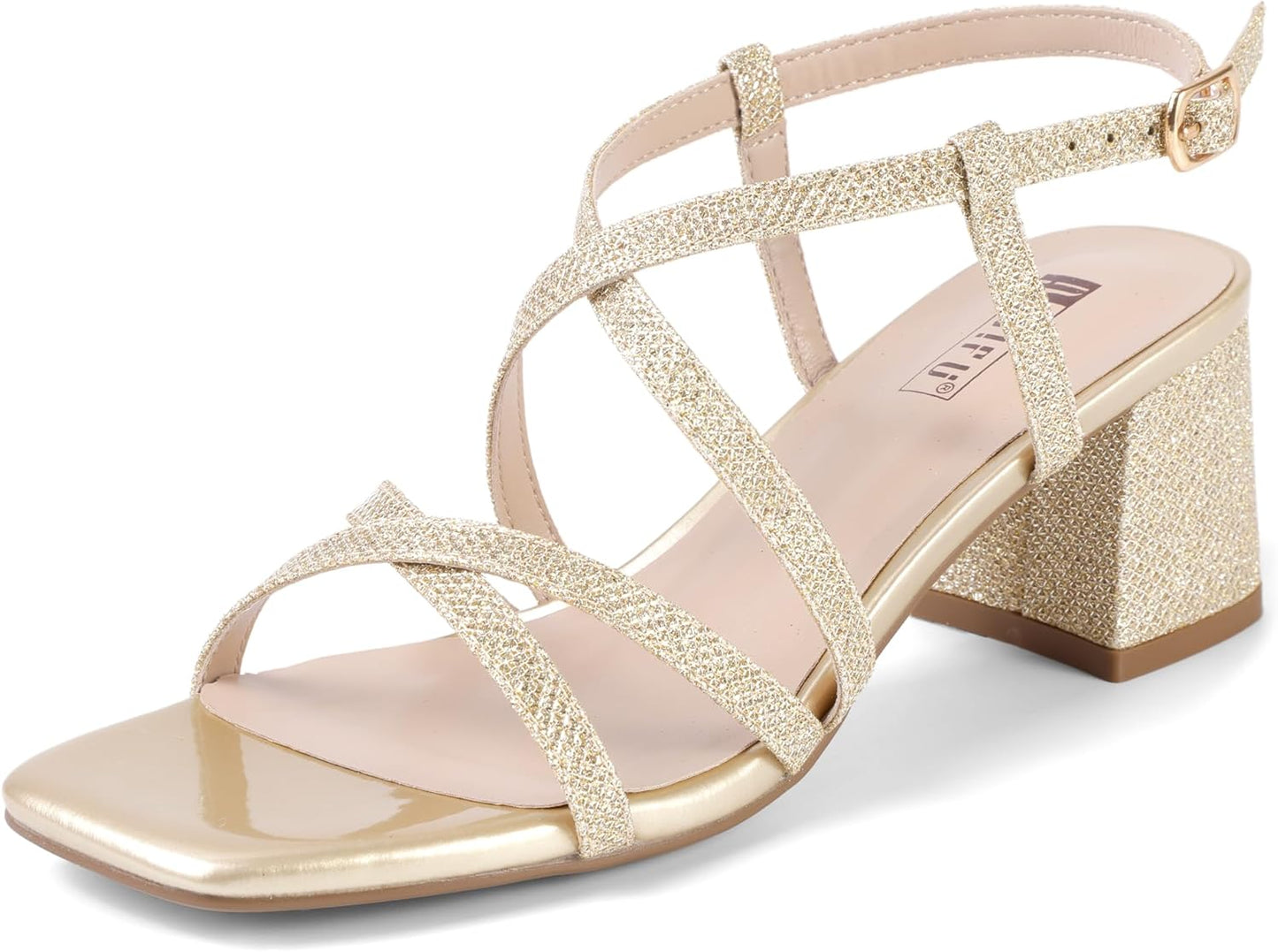 IDIFU IN2 Chunky Block Square Toe Heels for Weddings and Parties