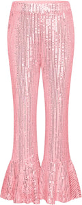 GRACE KARIN Girls Sequin Sparkle Bell-Bottom Pants - Glam Party Look