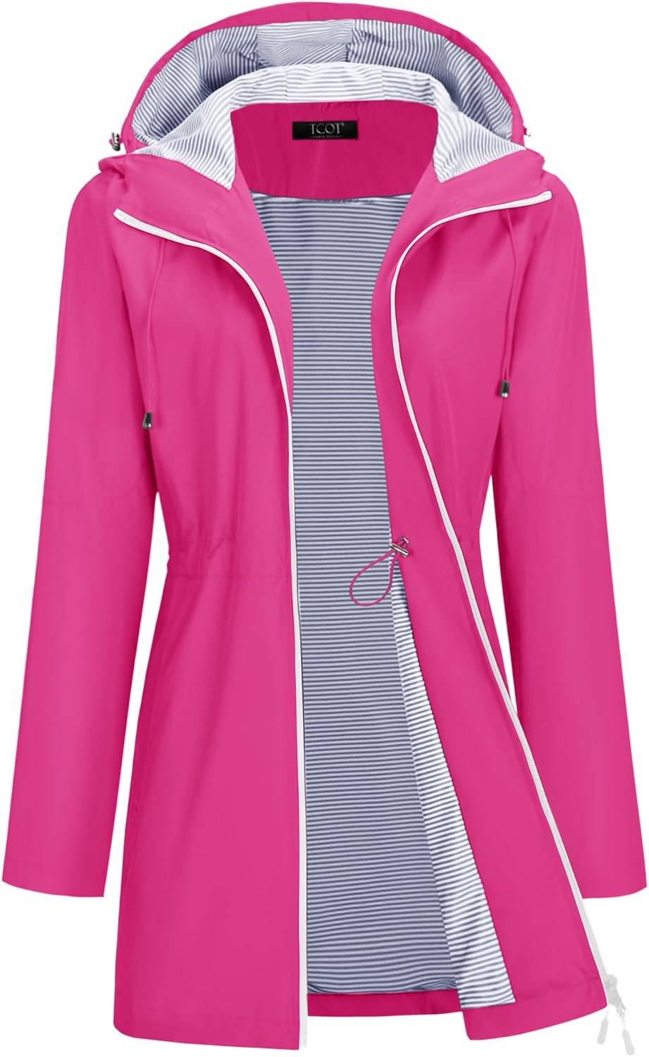 TCOT Rain Jacket Women Waterproof Windbreaker Long Trench Coat