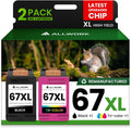 67XL Ink Cartridge Replacement for HP 67 XL Black Tri-Color - High