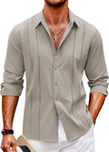 Stylish COOFANDY Mens Cuban Guayabera Shirt for Summer Wear