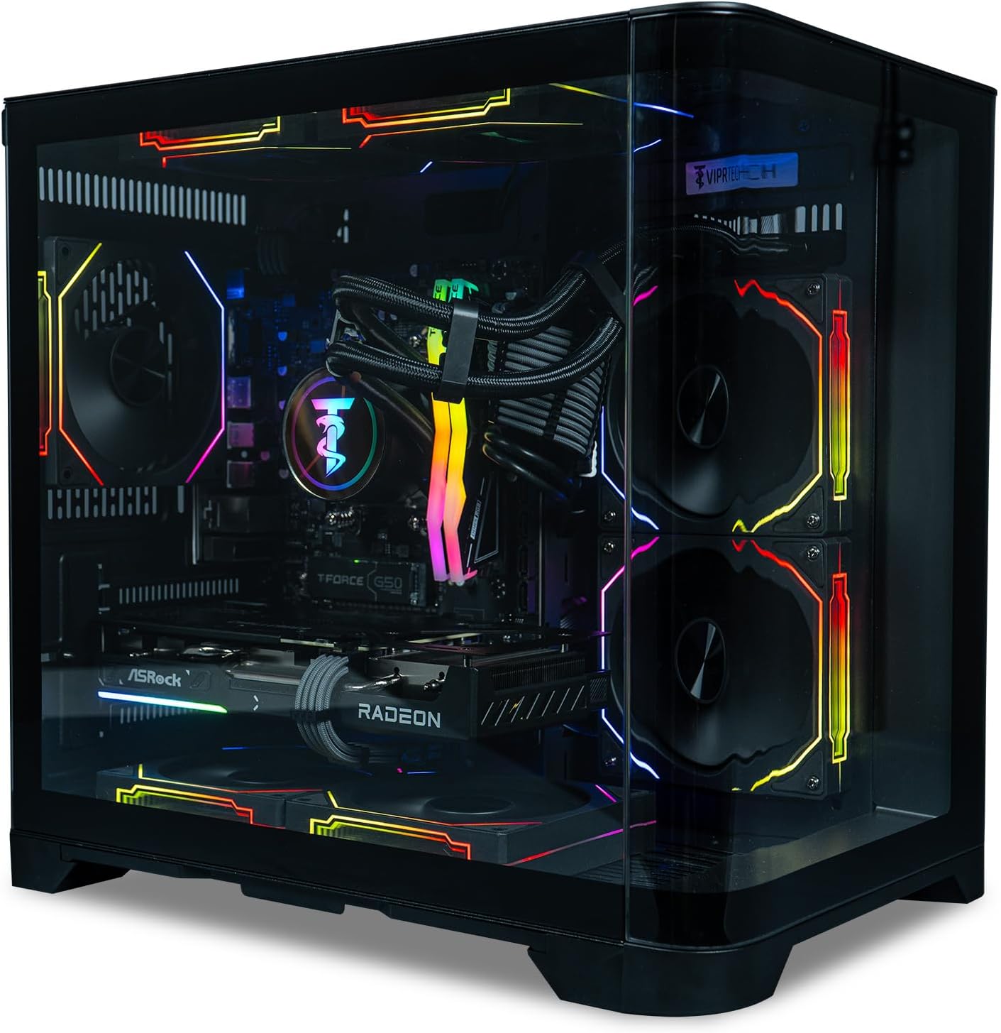 Liquid-Cooled Gaming Desktop with AMD Ryzen 7 and 16GB Graphics