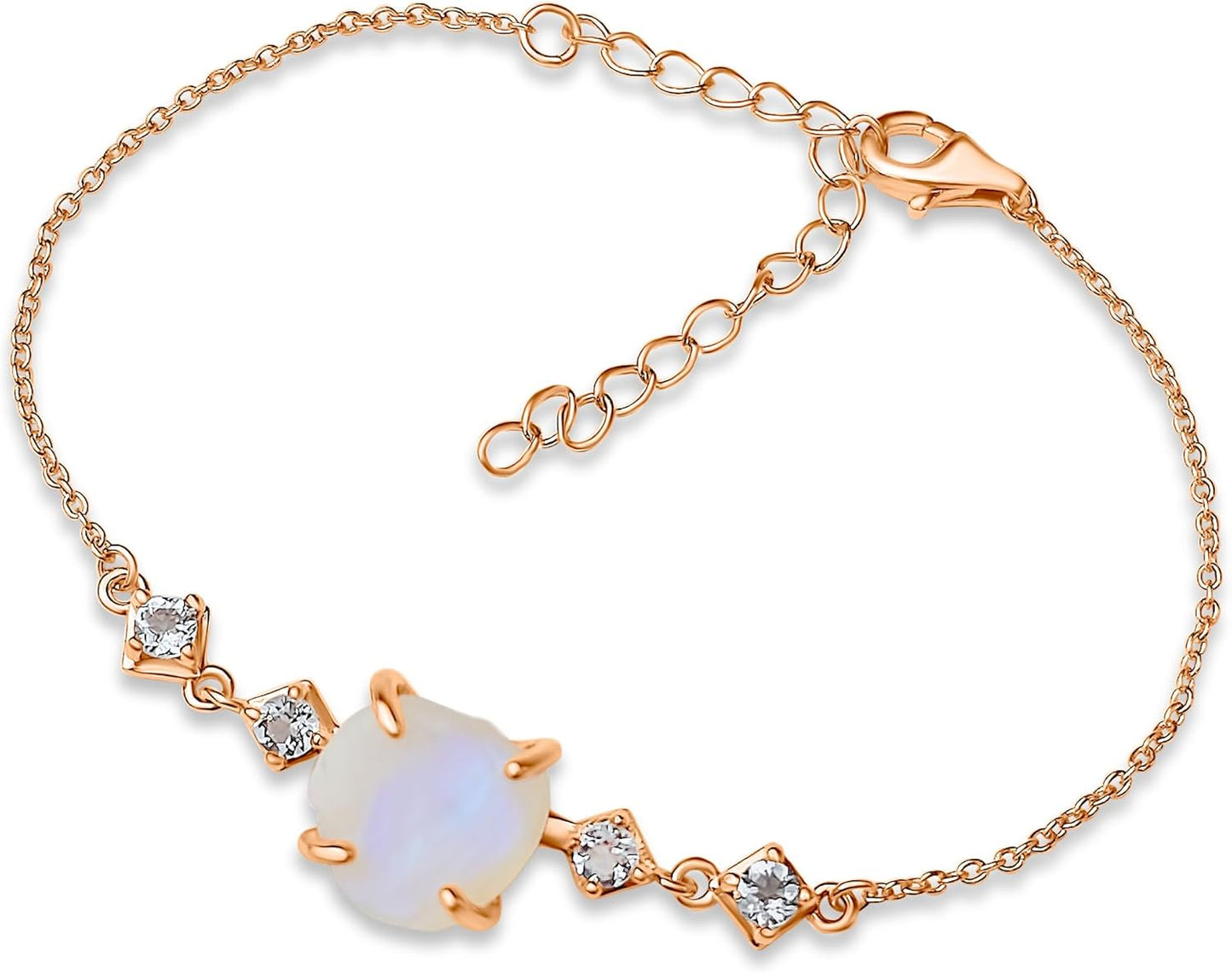Raw Crystal Chain Bracelet Birthstone Gift for Her on Special Days