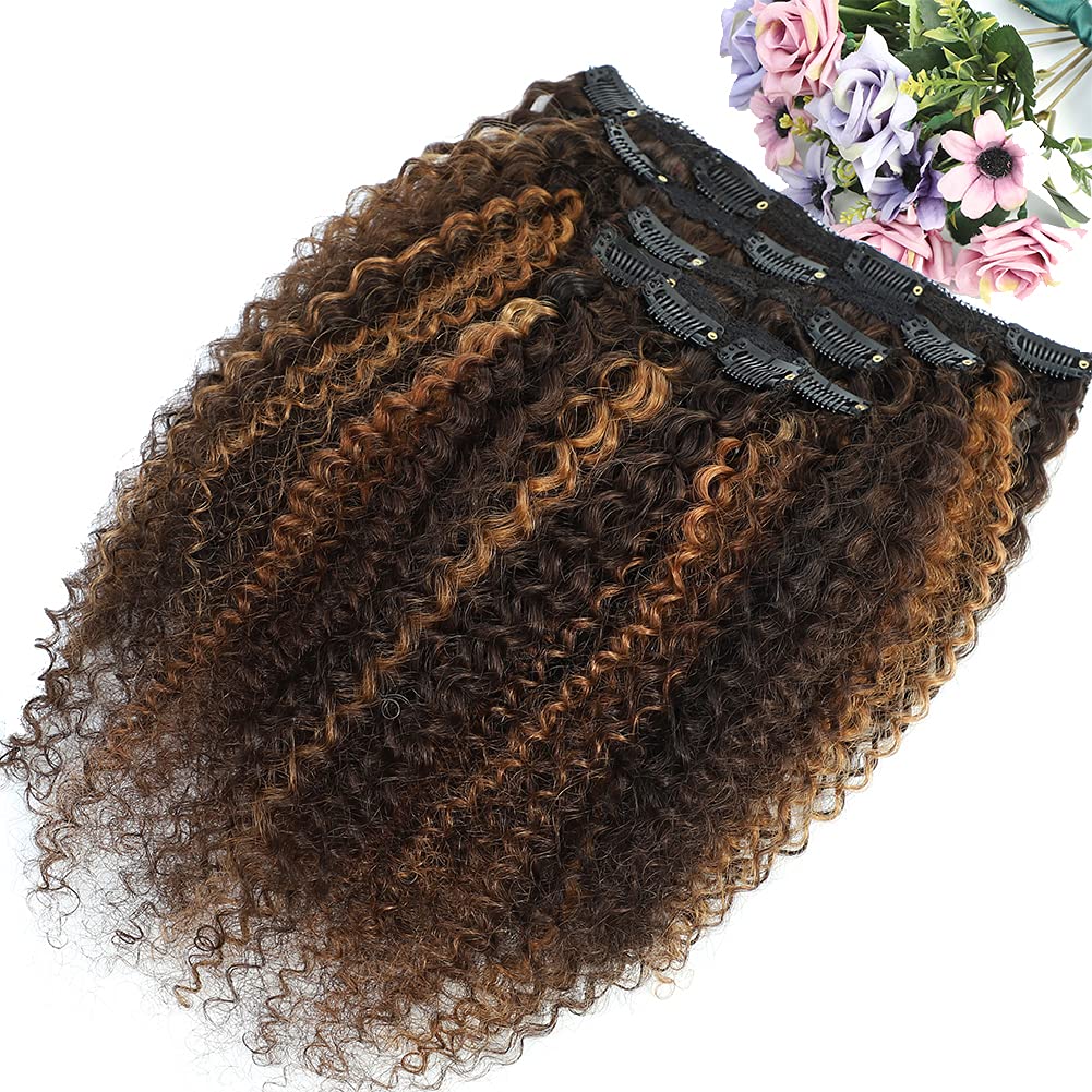 14 Inch Kinky Curly Clip in Hair Extensions for Black Women