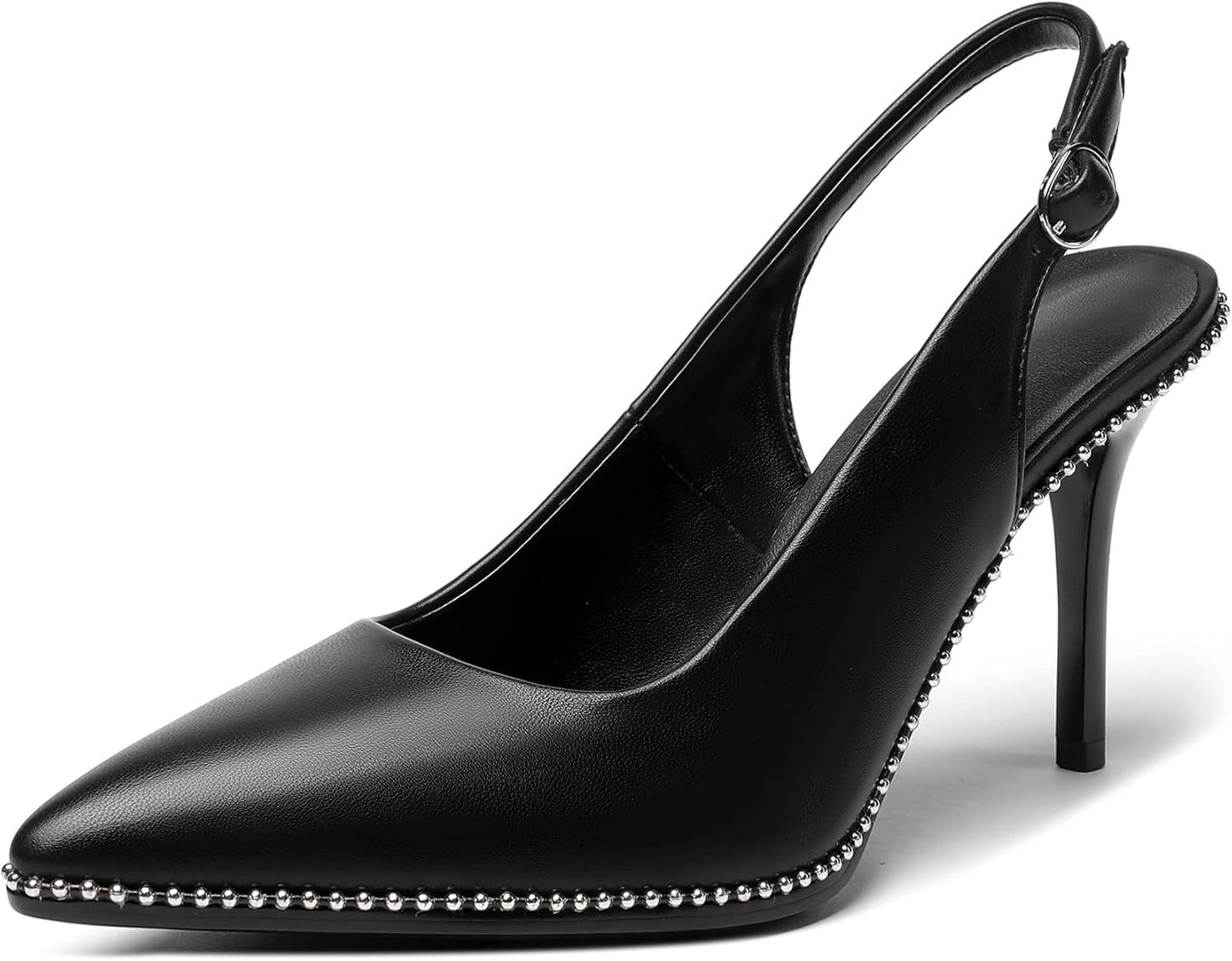 Zamikoo Women Beaded Pumps High Heel Slingback Stilettos