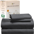 Queen Dark Grey Cotton Sateen Sheet Set - Cooling 4-Piece