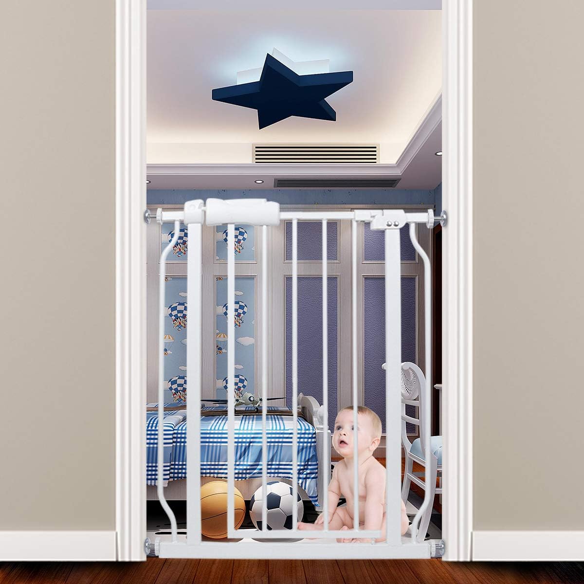 Narrow Baby Gate 24 Inch for Small Dogs - Auto Close Safety Gate