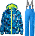 WOWULOVELY Big Boy's Colorblock Snow Pants and Jacket Snowsuit