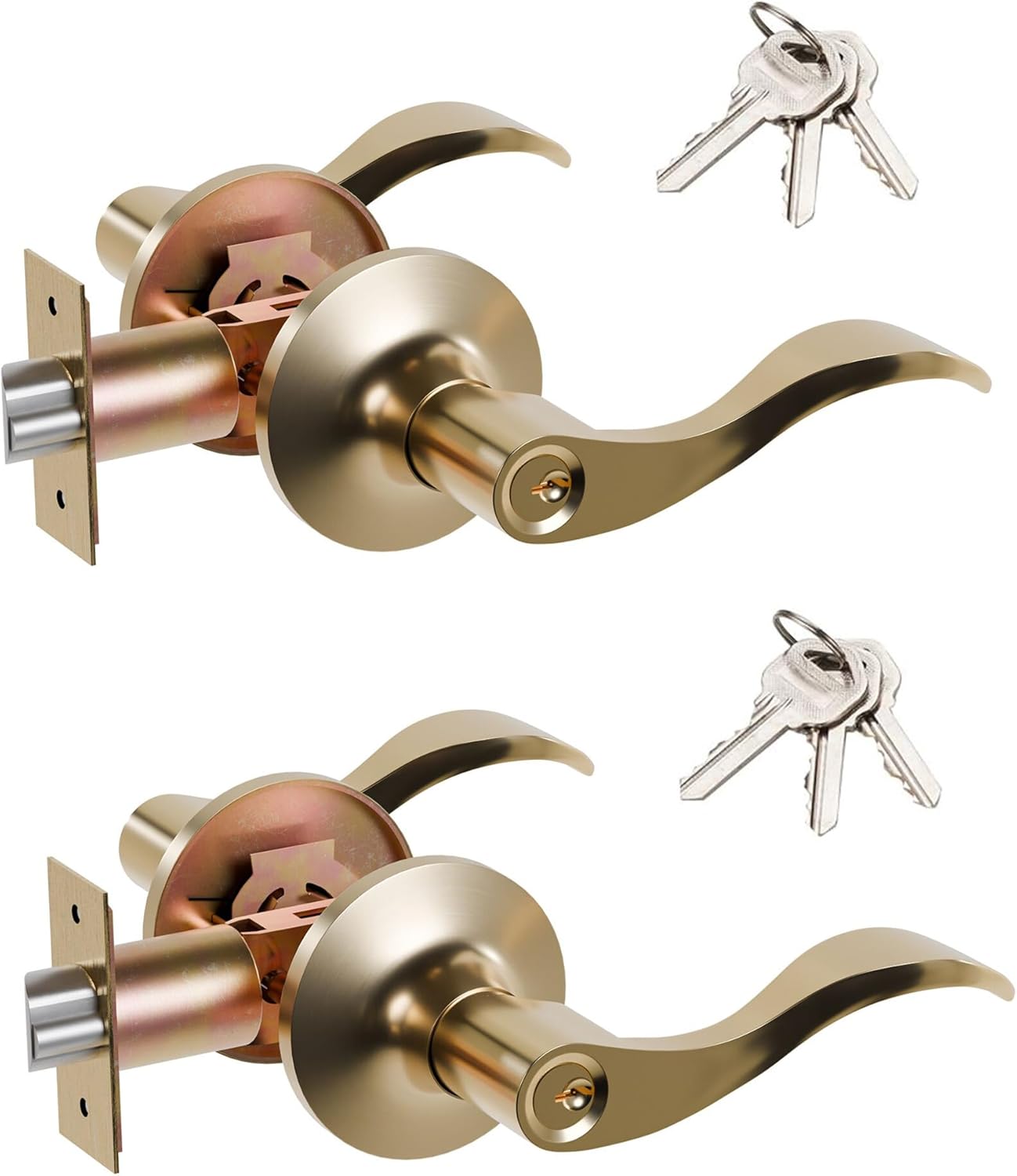 HENYIN Wave Lever Keyed Entry Door Lock Set for Right Hand Doors