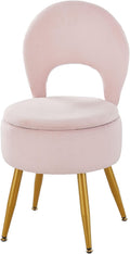 Velvet Vanity Stool with Folding Backrest and Storage - Sherpa Seat