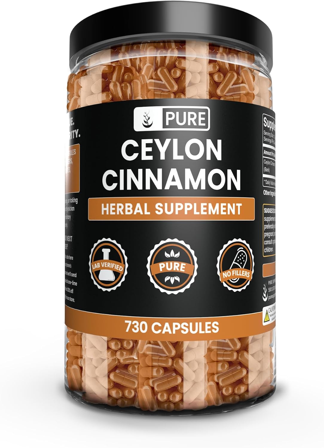 Ceylon Cinnamon Capsules - Pure Original Ingredients for Health