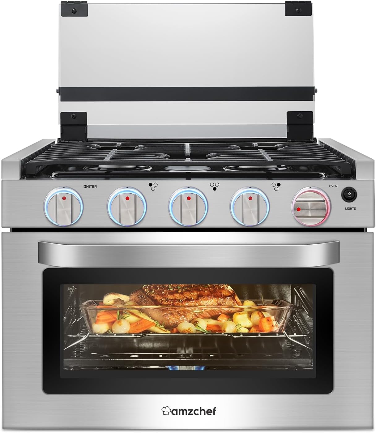Versatile 17 Inch RV Gas Range with 3 Burners and Oven