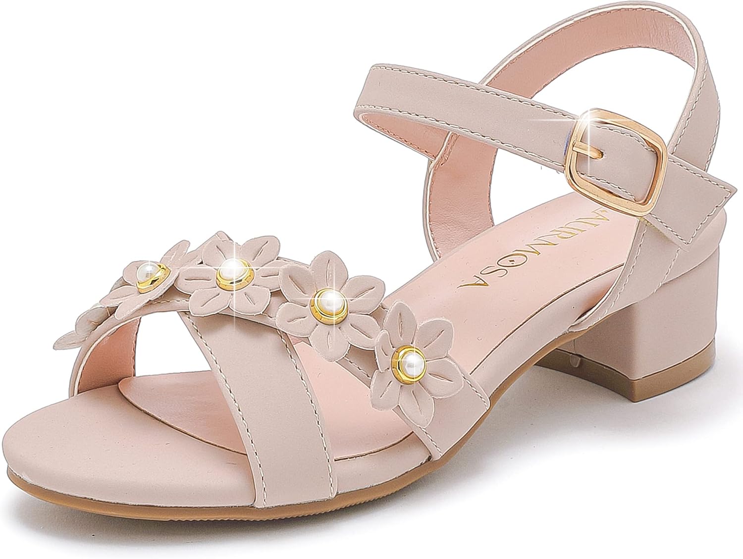 Girls Sandals Kids Heels Open Toe Ankle Strap Dress Shoes