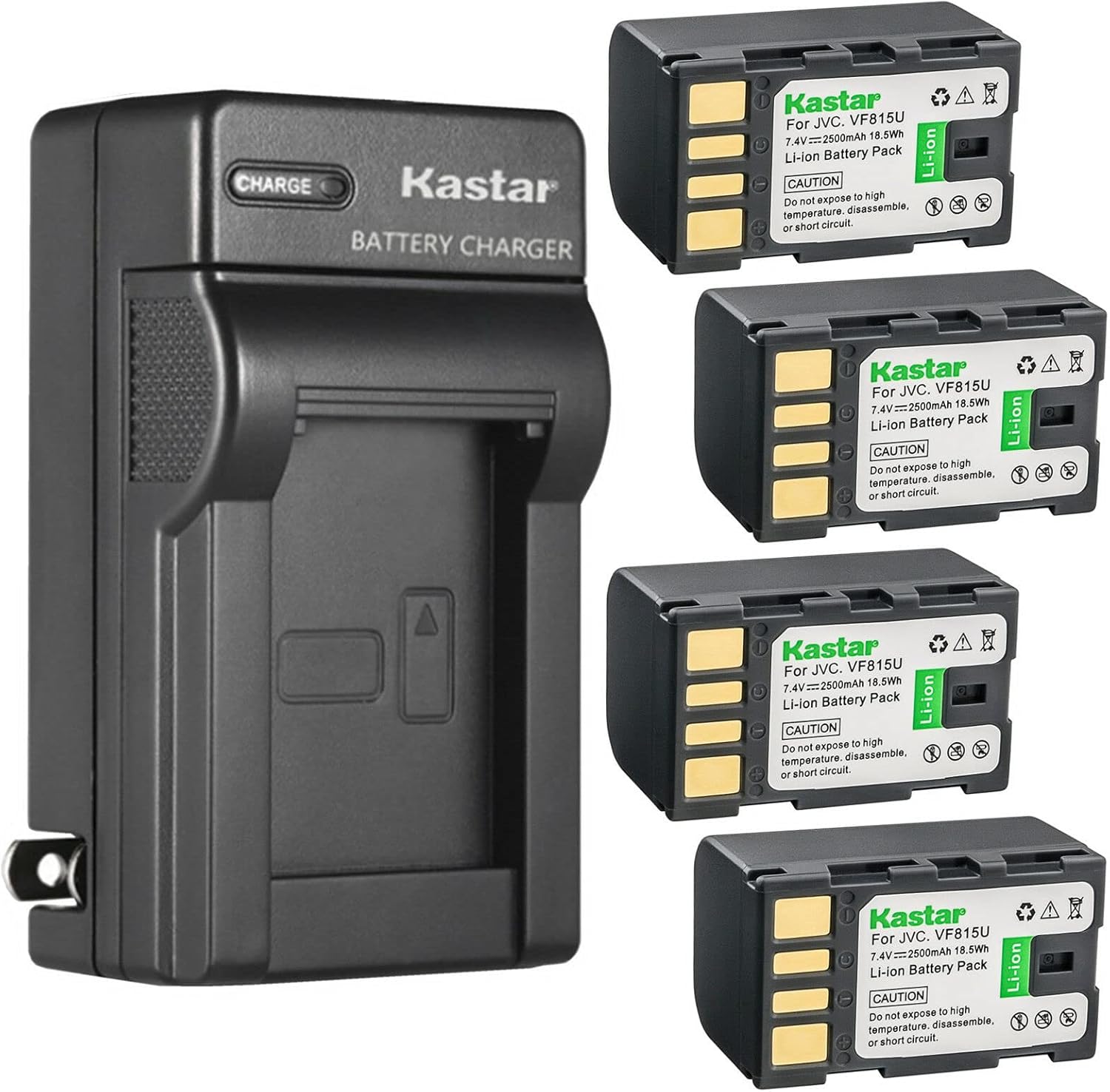 Kastar 4-Pack Battery and AC Wall Charger for JVC Cameras