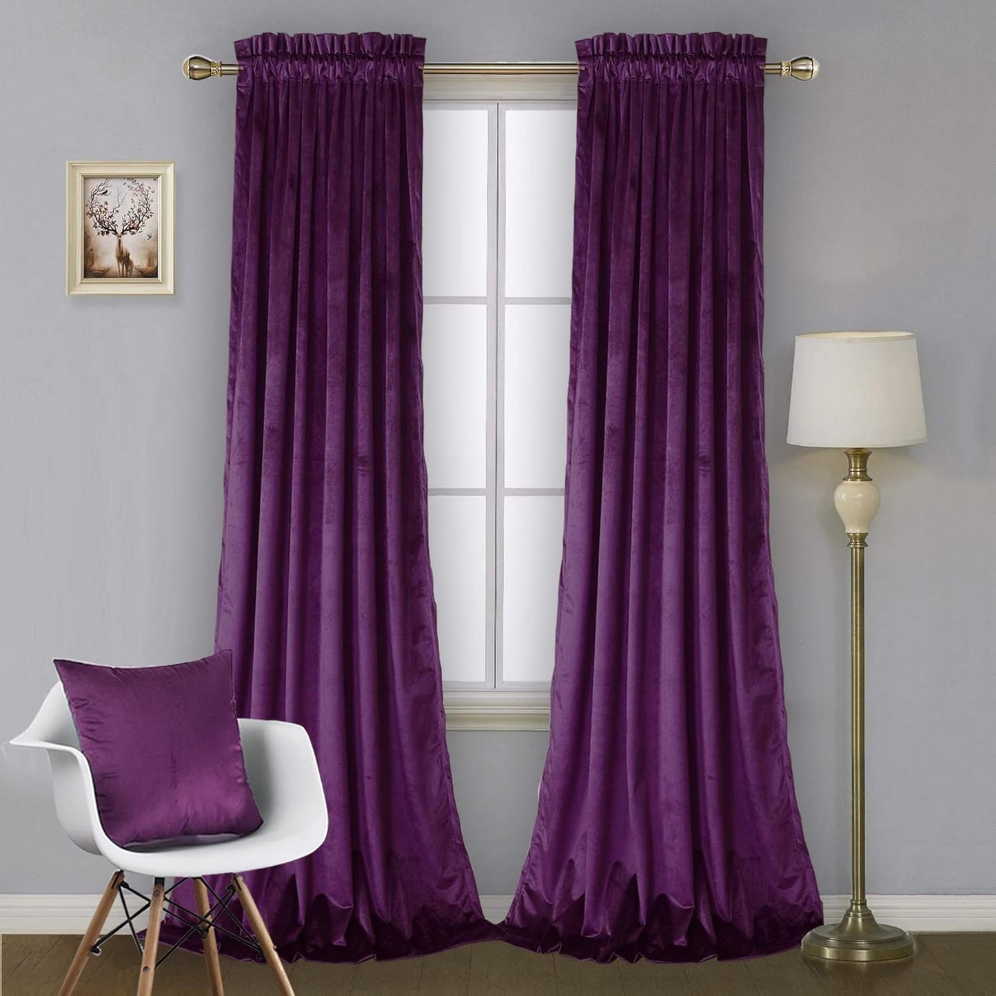 Plum Blackout Velvet Curtains Set - Thermal Insulated