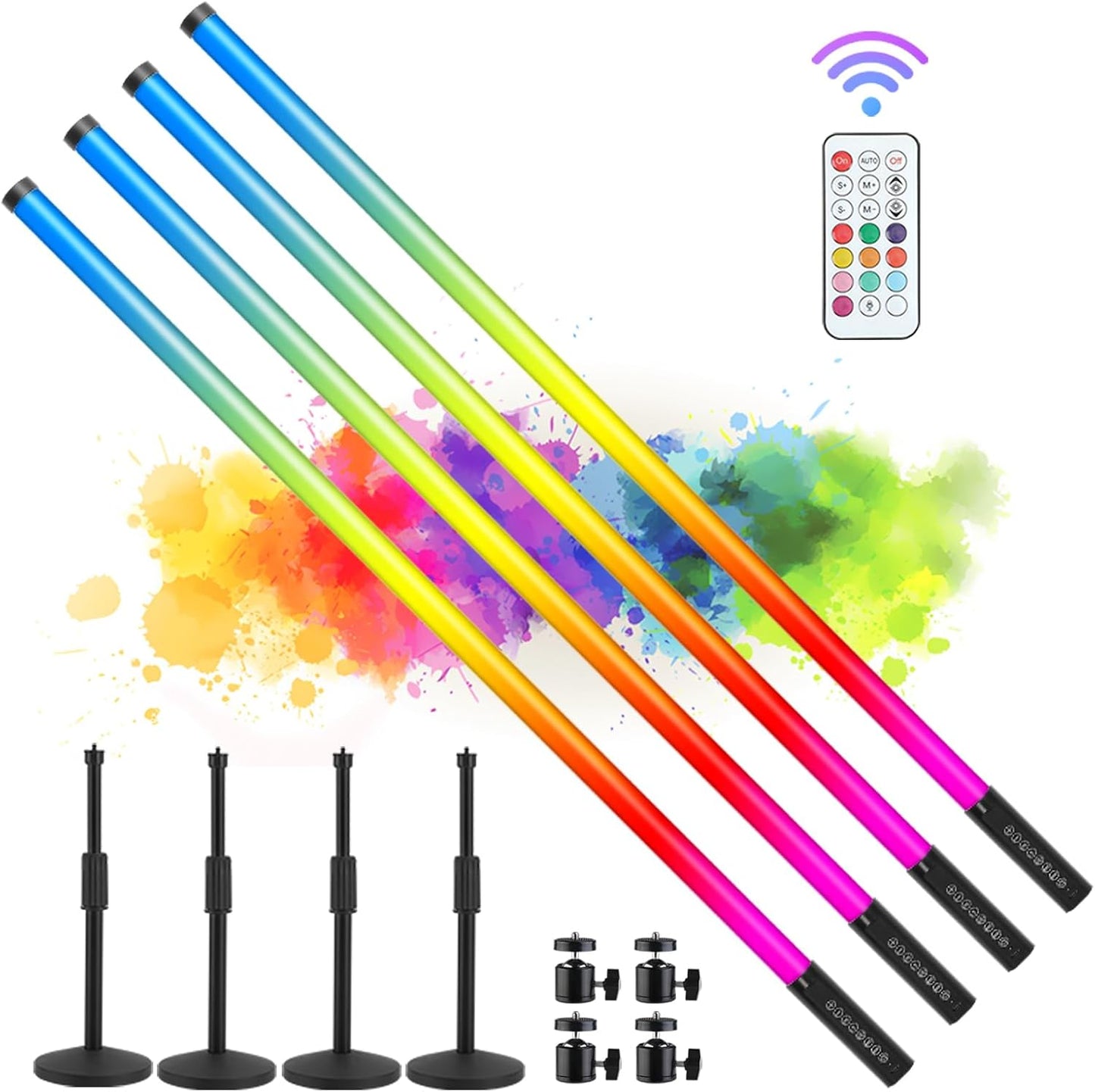 4Pack 4800mAh Battery Powered RGB LED Tube Lights for Events