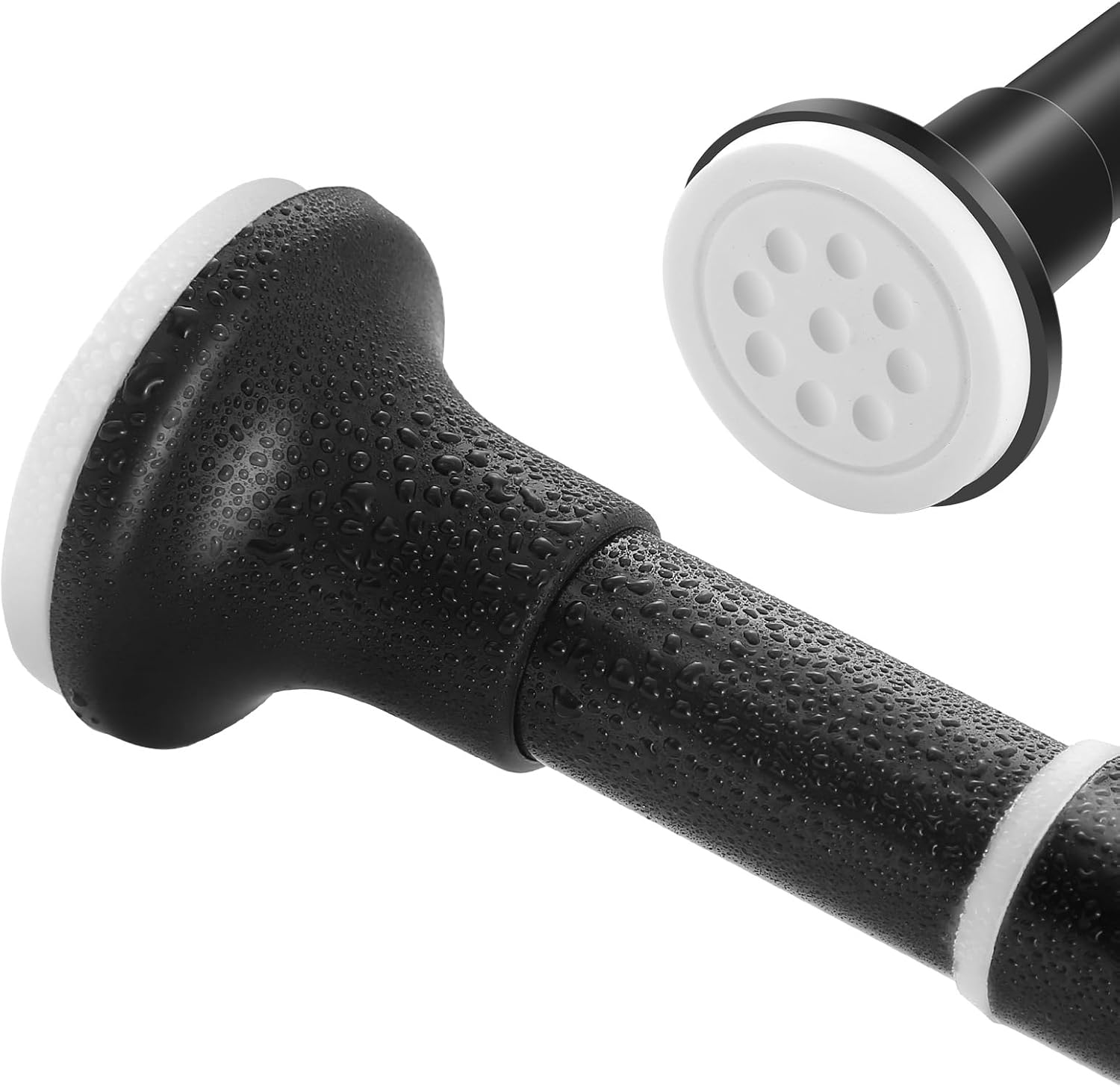 Adjustable Black Shower Rod: No Drill, No Rust, No Slip! 42-72 Telescoping Stainless Steel