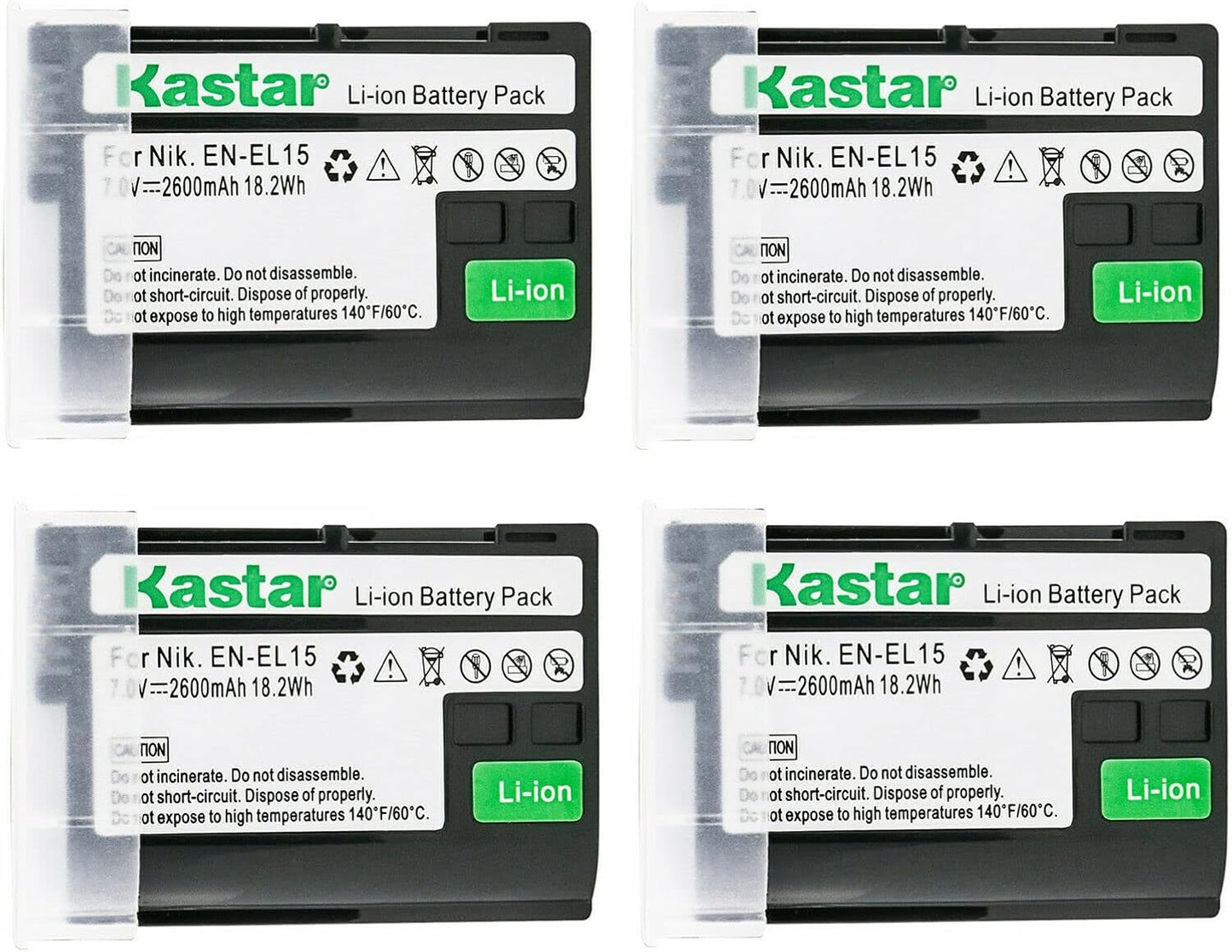 Kastar 4-Pack EN-EL15 Battery Replacement for Nikon Cameras