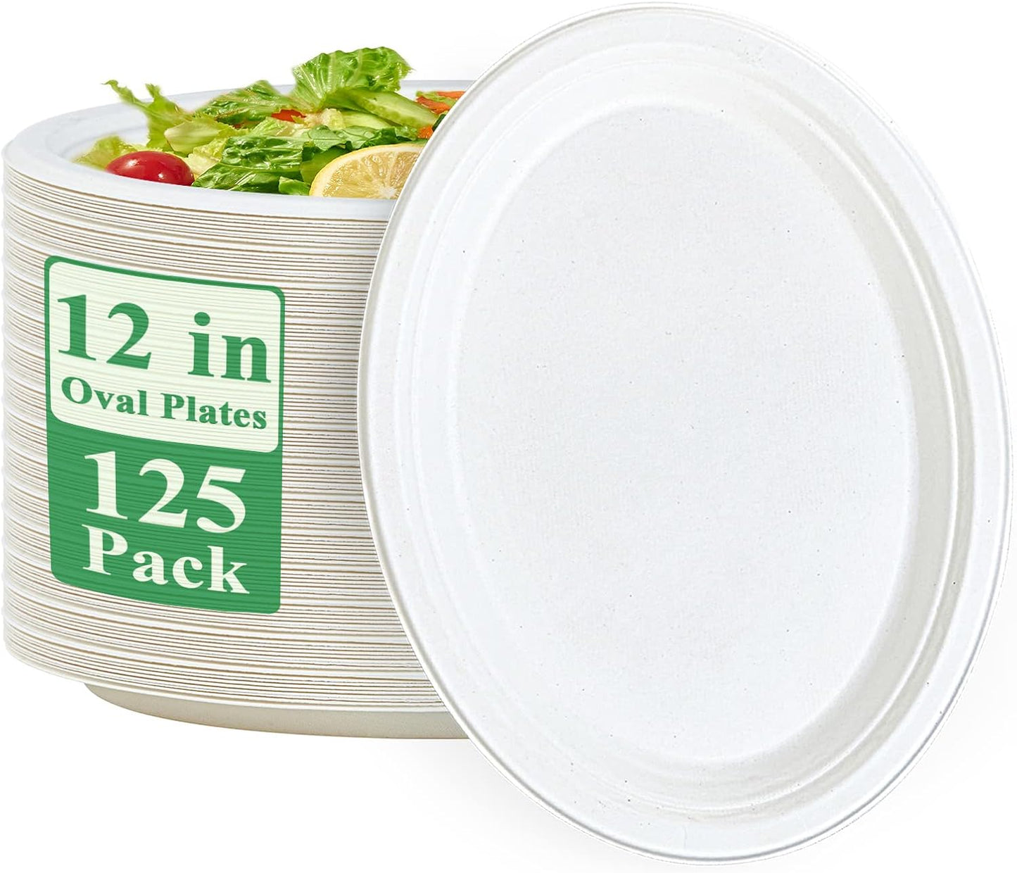 Vplus 100% Compostable Oval Paper Plates for Eco-Friendly Events