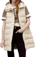 SCUSTY Womens Long Puffer Vest Sleeveless Coat - Warm Midweight Layer