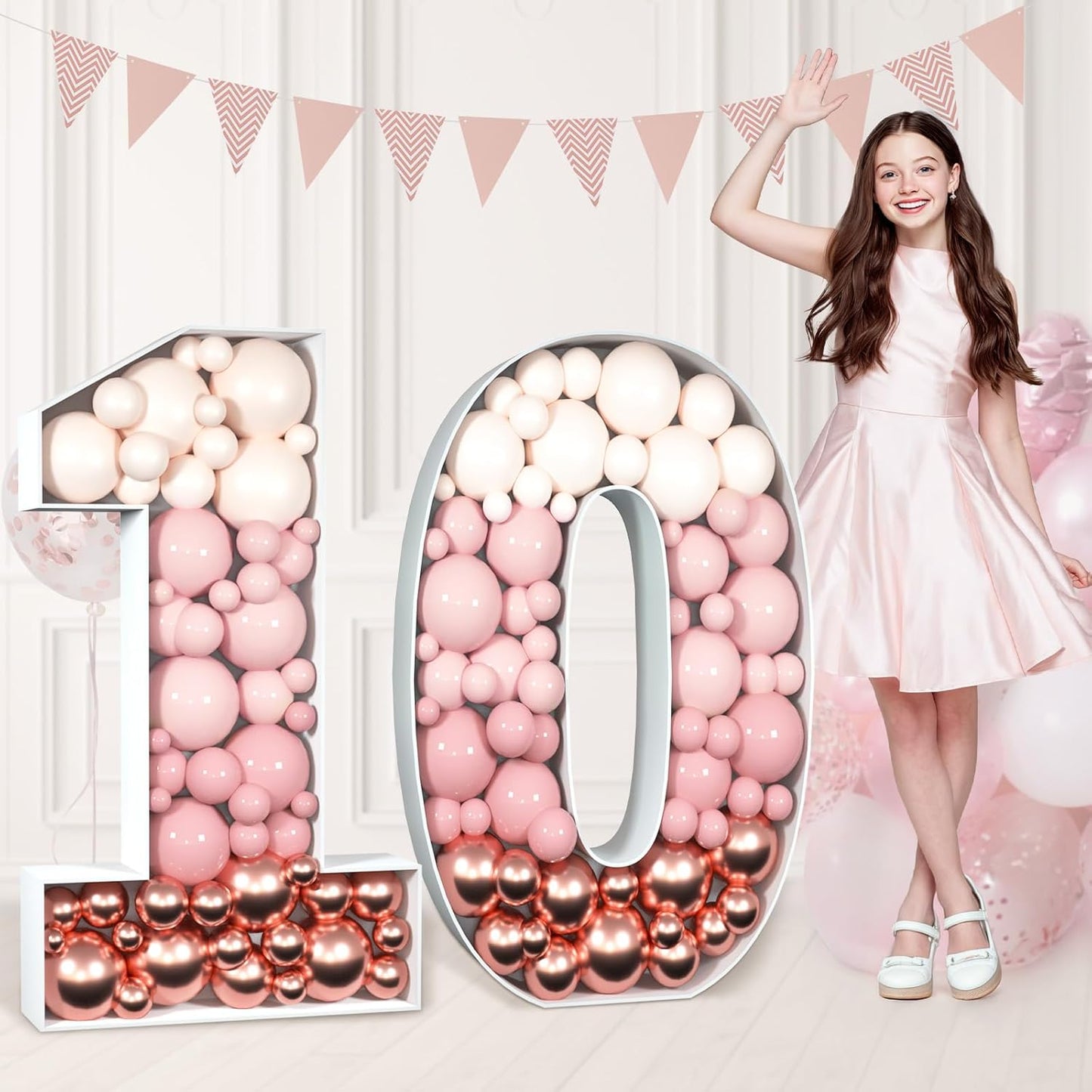 Mosaic Numbers for Balloons 10th Birthday Decorations Kit