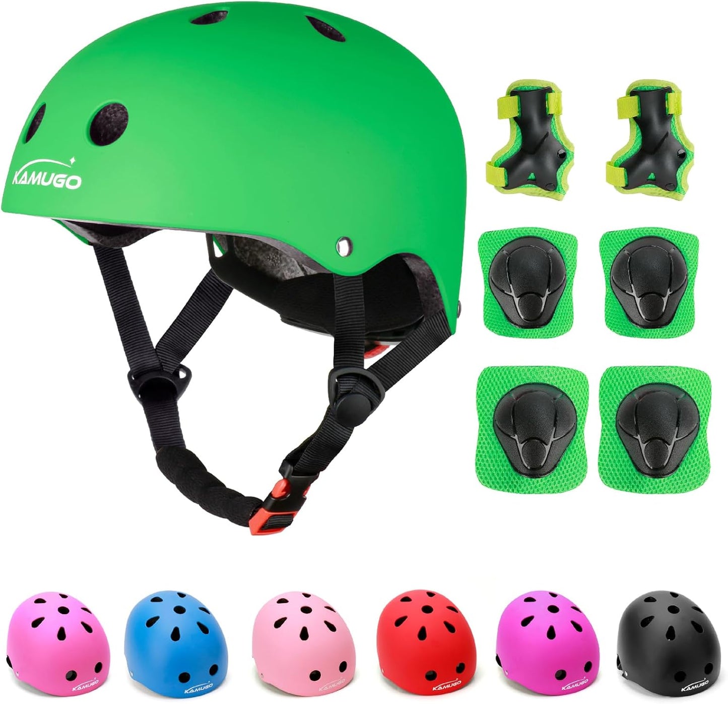 KAMUGO Kids Adjustable Helmet Set for Safe Sports Activities
