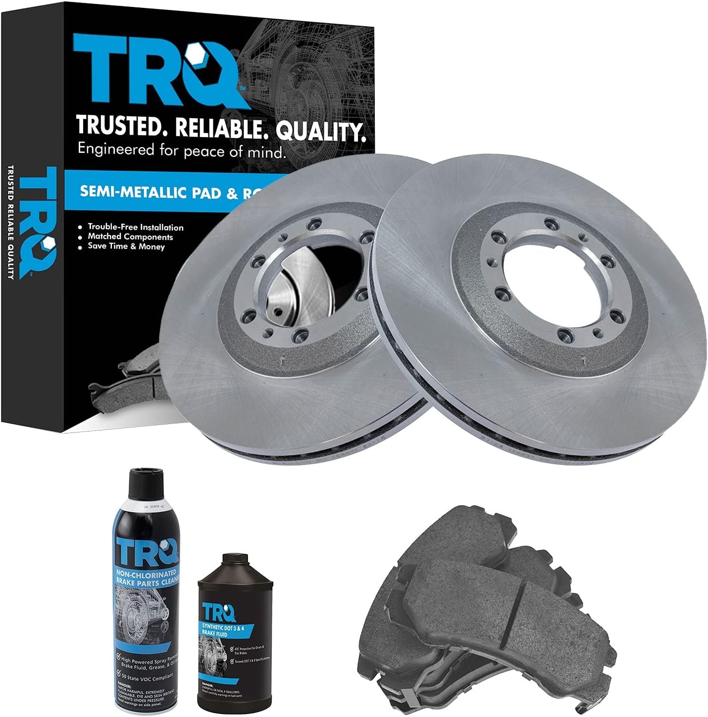 TRQ Front Brake Pad & Rotor Kit for 98-00 Amigo and More